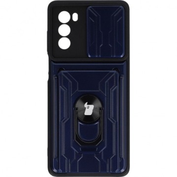 Etui Bizon Case Camshield Card Slot Ring do Moto G62 5G, granatowe
