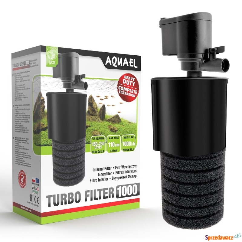 Filtr wewnĘtrzny AQUAEL turbo 1000 - Filtrowanie, oświetlenie - Gliwice