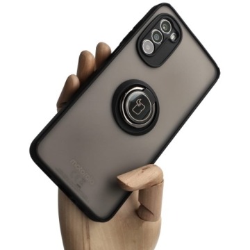 Etui z uchwytem na palec Bizon Case Hybrid Ring do Motorola Moto G52 / G82, przydymione z czarną ram