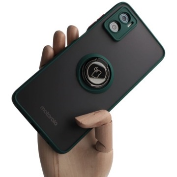 Etui Bizon Case Hybrid Ring do Motorola Moto E22/E22i, ciemnozielone