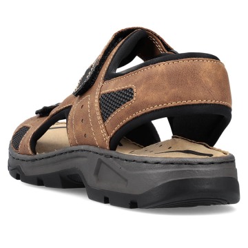 Komfortowe sandały męskie na rzepy brązowe Rieker 26156-25