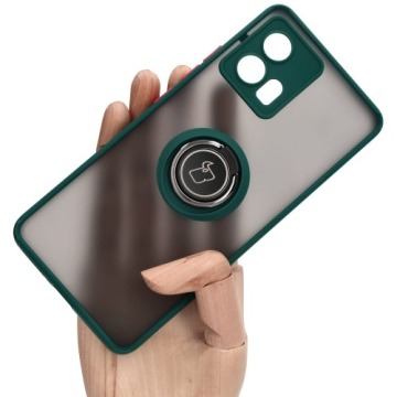 Etui Bizon Case Hybrid Ring do Motorola Edge 30 Fusion, ciemnozielone