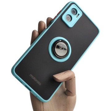 Etui Bizon Case Hybrid Ring do Motorola Moto E22/E22i, błękitne