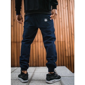 Spodnie Materiałowe Jogger Jigga Crown Stitch Granatowe / Białe