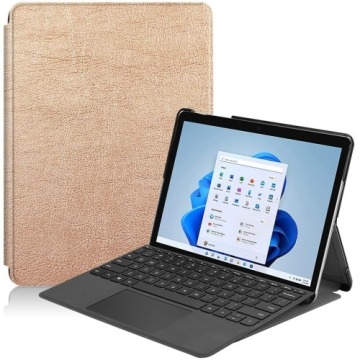 Etui Bizon Case Tab Croc do Microsoft Surface Go 4 / Go 3 / Go 2 / Go, różowozłote