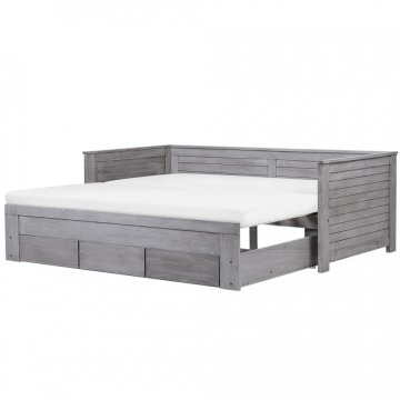 Łóżko wysuwane drewniane 90 x 200 cm szare CAHOR