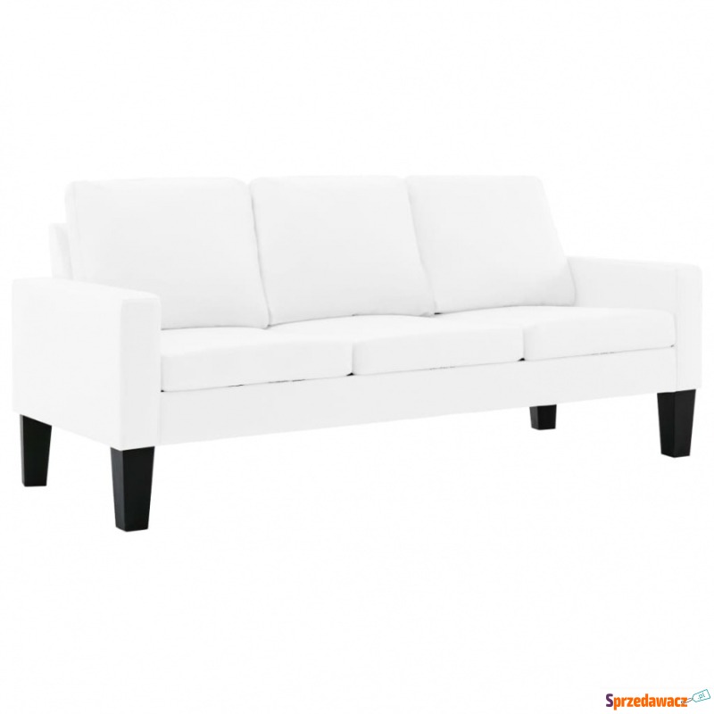 3-osobowa sofa, biała, sztuczna skóra - Sofy, fotele, komplety... - Toruń