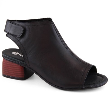 Skórzane komfortowe sandały damskie na obcasie na rzep Remonte R8770-01