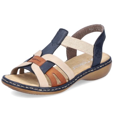 Komfortowe sandały damskie wsuwane na gumki multikolor Rieker 65918-90