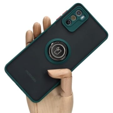 Etui Bizon Case Hybrid Ring do Motorola Moto G42, ciemnozielone
