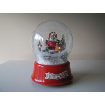 Duża obracająca się i świecąca kula śnieżna z pozytywką - św. Mikołaj