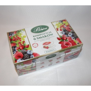 Herbata owocowa Biofix zestaw 6 smaków szkatułka na prezent 60 torebek