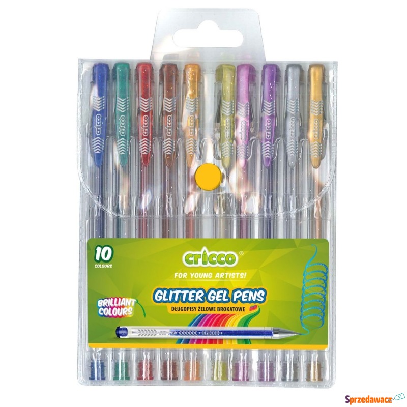 Długopis żelowy 10 kolor brokat Cricco - Długopisy - Częstochowa