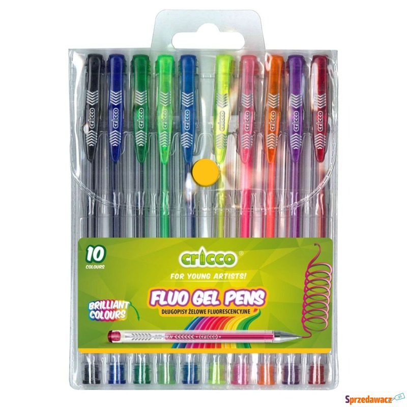 Długopis żelowy 10 kolorów neonowych Cricco - Długopisy - Toruń