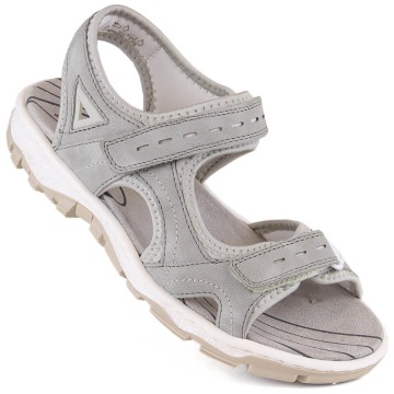 Komfortowe sandały damskie sportowe na rzepy szare Rieker 68866-40
