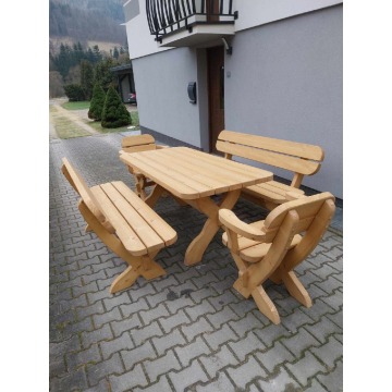 meble drewniane ogrodowe stół ławki fotele