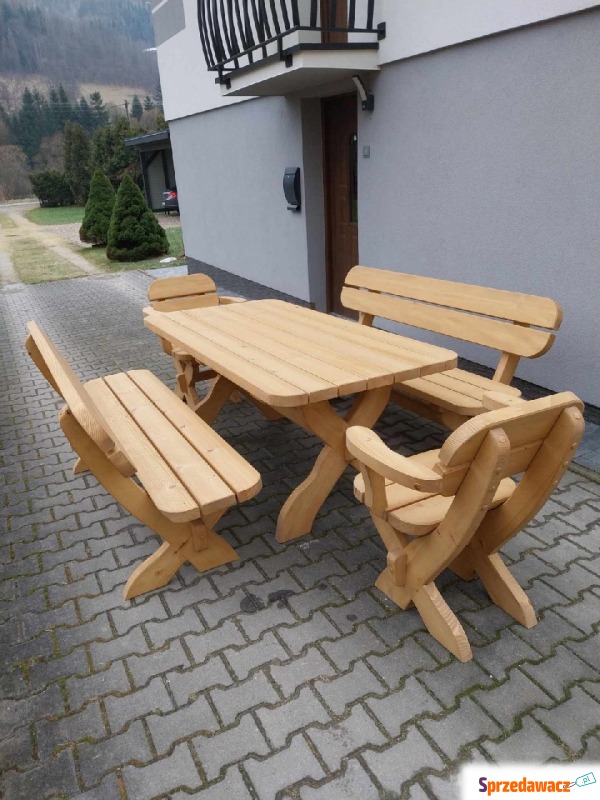 meble drewniane ogrodowe stół ławki fotele - Zestawy ogrodowe - Tokarnia