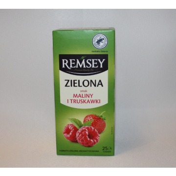 Herbata Remsey zielona smak malina truskawka 25 torebek truskawkowa malinowa