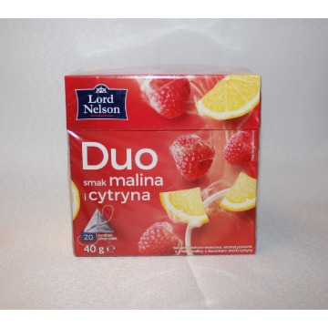 Lord Nelson herbata owocowa Duo smak malina cytryna 20 torebek malinowa