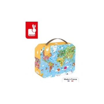 Puzzle w walizce Ogromna mapa świata 300 el. 7+ Janod