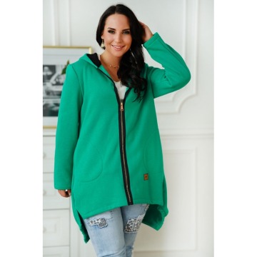 Zielona asymetryczna bluza plus size z kapturem - LUCETTE