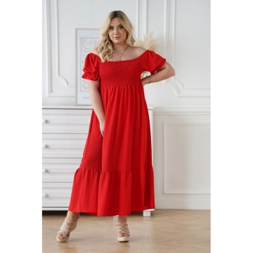 Czerwona sukienka hiszpanka z bufiastym rękawem - Didi
