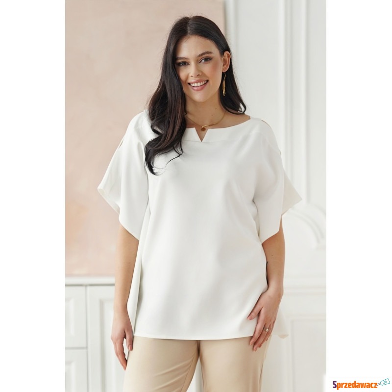 Biała bluzka z rozcięciami na ramionach - Mariem - Bluzki, koszule - Skarżysko-Kamienna