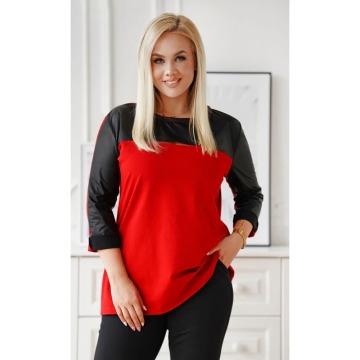 Czerwona bluzka z ozdobnym rozcięciem na dekolcie - Lexie