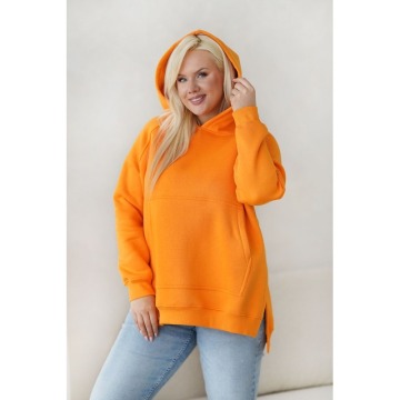 Pomarańczowa ciepła bluza z kapturem i dłuższym tyłem - Bettina