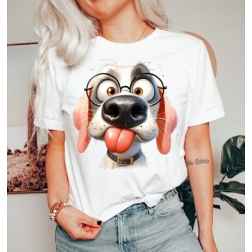damska koszulka z psem