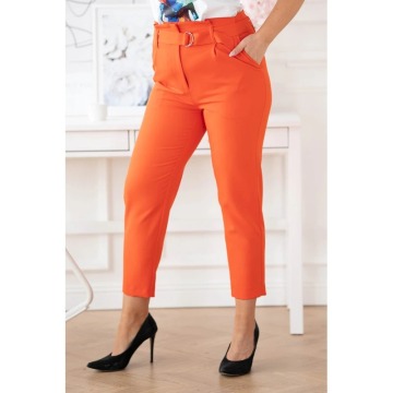 Pomarańczowe eleganckie spodnie z wyższym stanem - Gianna