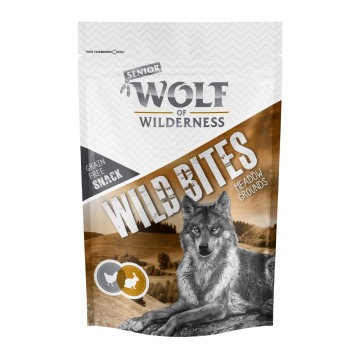 Korzystny pakiet Wolf of Wilderness Snack – Wild Bites, 3 x 180 g - Senior, Meadow Grounds - królik