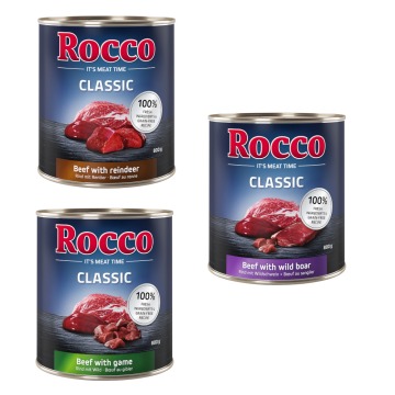 Mieszanka smakowa Rocco Classic 6 x 800 g - Mieszanka dziczyzny: wołowina/jeleń, wołowina/renifer, w