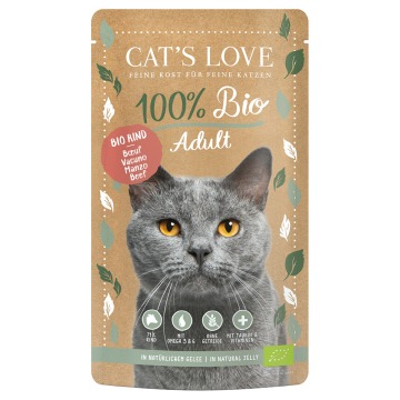 Cat's Love Bio, 6 x 100 g - Adult, Biowołowina