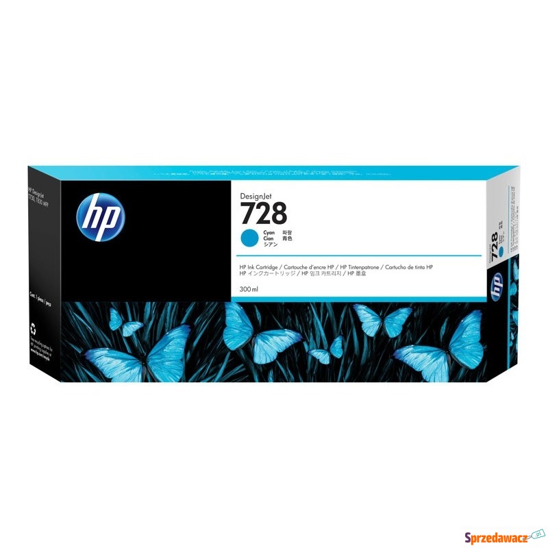 HP Atrament 728 300-ml Cyan DesignJet Ink - Tusze, tonery - Głogów