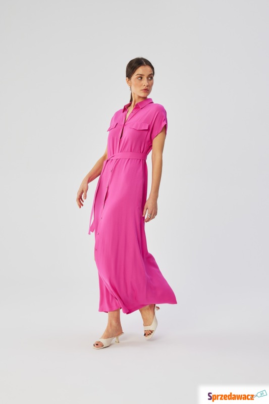 Filiowa długa sukienka rozpinana z krótkim rękawem - Sukienki - Sanok