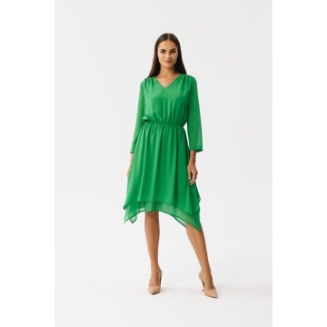Zielona szyfonowa sukienka z warstwami