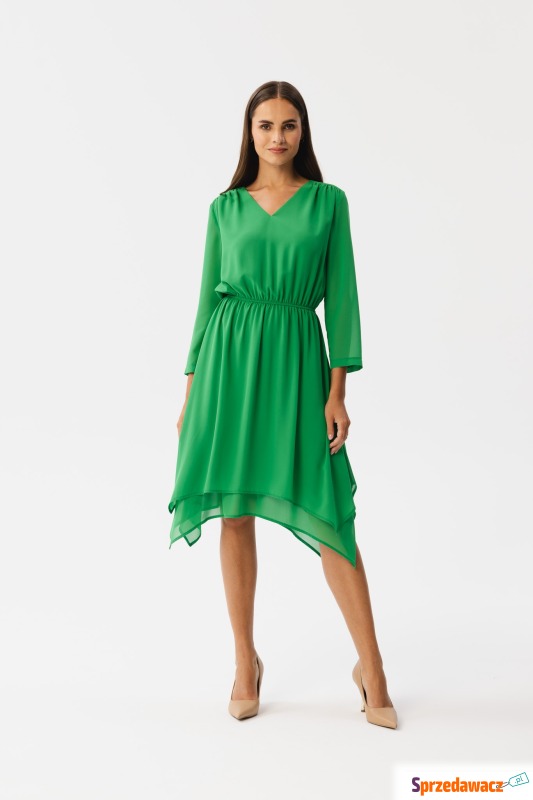 Zielona szyfonowa sukienka z warstwami - Sukienki - Słupsk