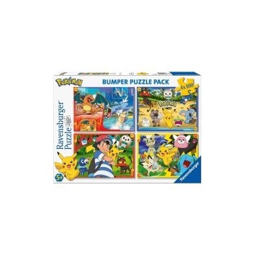  Puzzle 4x100 elementów Pokemon zestaw Ravensburger