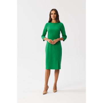 Zielona ołówkowa sukienka z rozcięciem