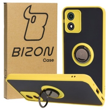 Etui Bizon Case Hybrid Ring do Motorola Moto E13, żółte