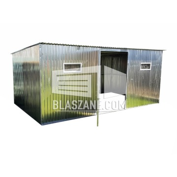 Blaszak - Garaż Blaszany 3x5 Drzwi - Ocynk - 2x okno dach Spad w Tył BL94
