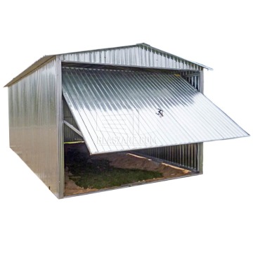 Garaż Blaszany 3x6 - Brama uchylna - Ocynk - dach dwuspadowy BL109