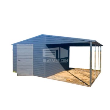 Domek ogrodowy Schowek Garaż 3x4,5 + wiata 3x4,5 okno  drzwi  Antracyt BL128