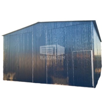Hala - Garaż Blaszany 7x12 - Brama Dwuskrzydłowa Antracyt dach dwuspadowy BL168