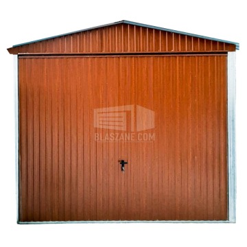 Garaż Blaszany 3x5 - Brama uchylna - jasny brąz - dach dwuspadowy BL174