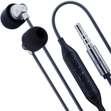 Przewodowe słuchawki dokanałowe 3mk Wired Earphones Jack 3,5 mm, czarno-szare
