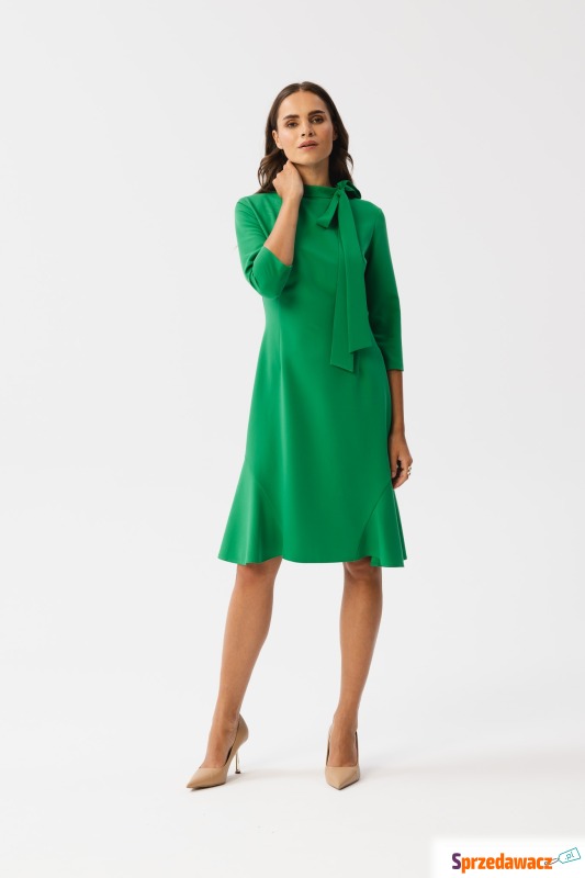 Zielona sukienka z wiązaniem przy szyi - Sukienki - Czechowice-Dziedzice
