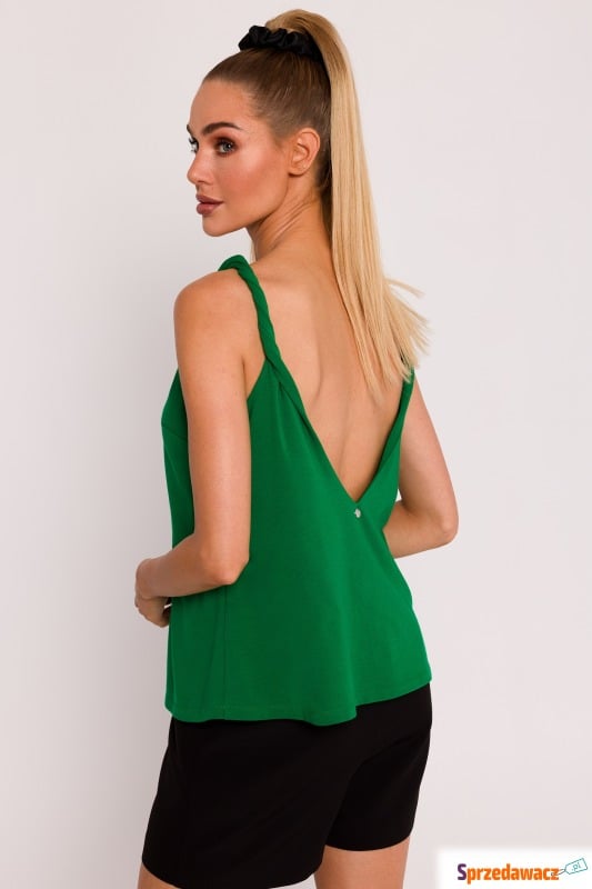 Zielona bluzka na ramiączkach z odkrytymi plecami - Bluzki, koszule - Głogów