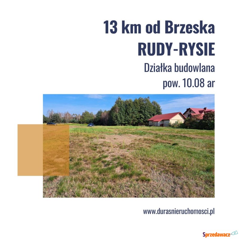 Działka budowlana Rudy-Rysie sprzedam, pow. 1000 m2  (10a), uzbrojona